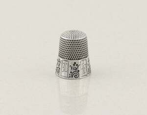 Sterling Silver Antique Thimble Initials LB Size 7 with 15mm Opening Simons Bros